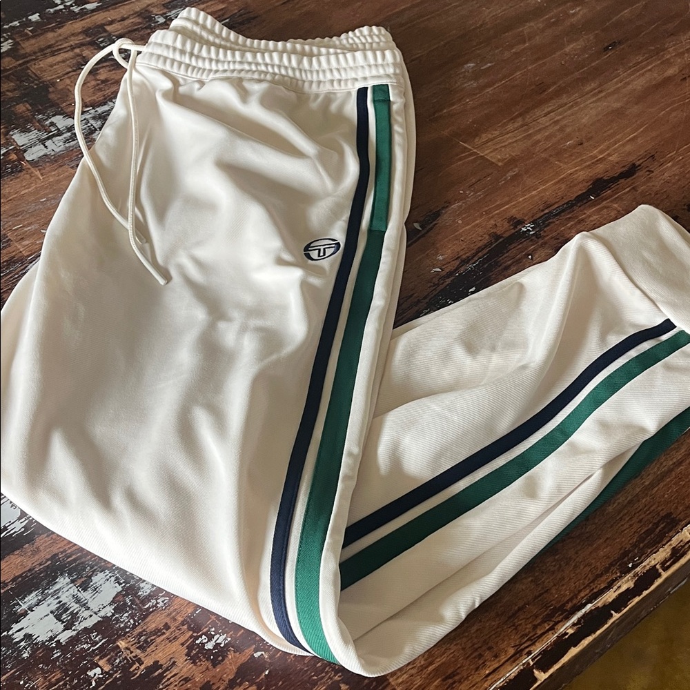 Sergio Tacchini Damarindo Men's cream Track Pants with Green Stripe size 3XL - Picture 5 of 10